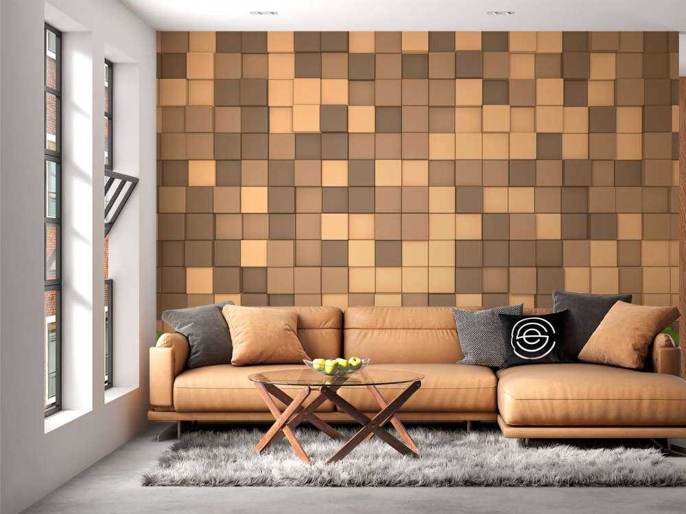 Paesaggio 3D di Minecraft con blocchi marroni