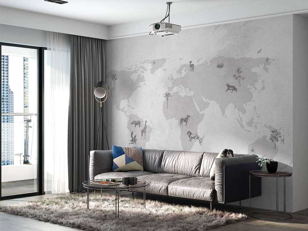 Mappa del mondo schizzo grigio