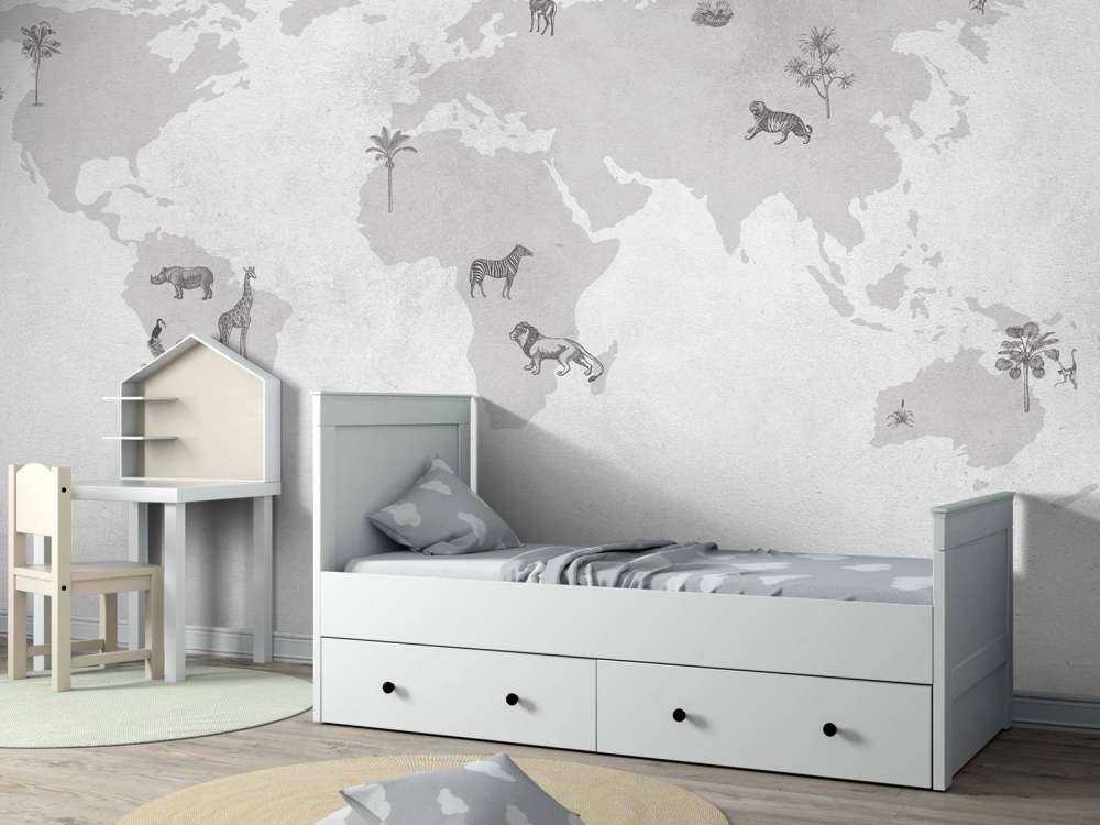 Mappa del mondo schizzo grigio