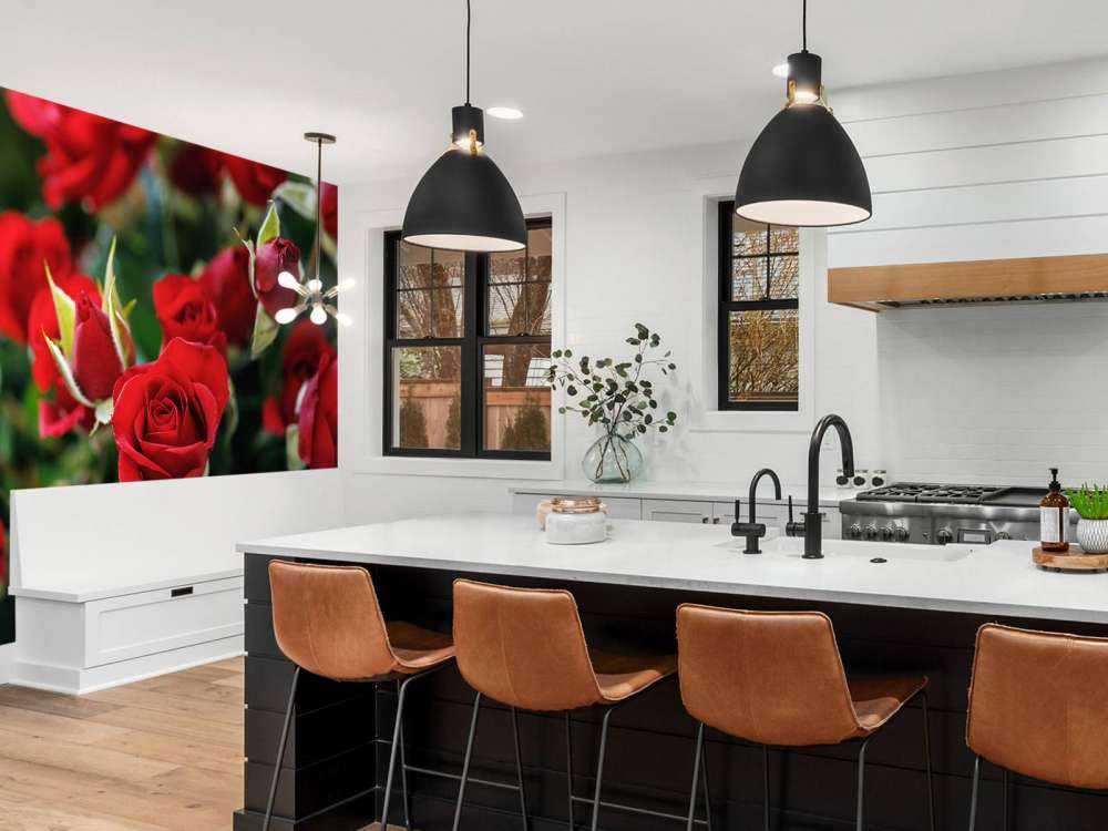 Cespuglio di rose rosse