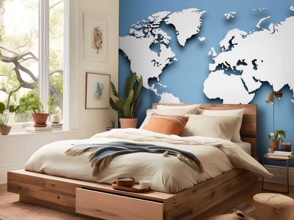 3D Mappa del mondo blu