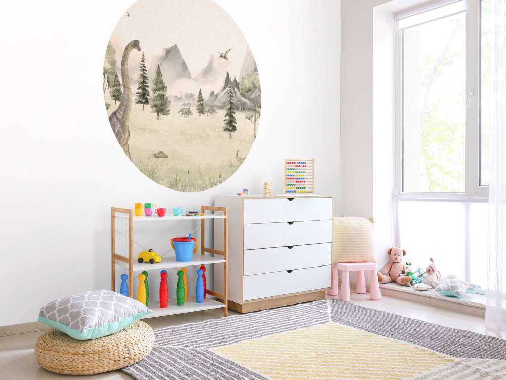 Paesaggio con dinosauri in beige