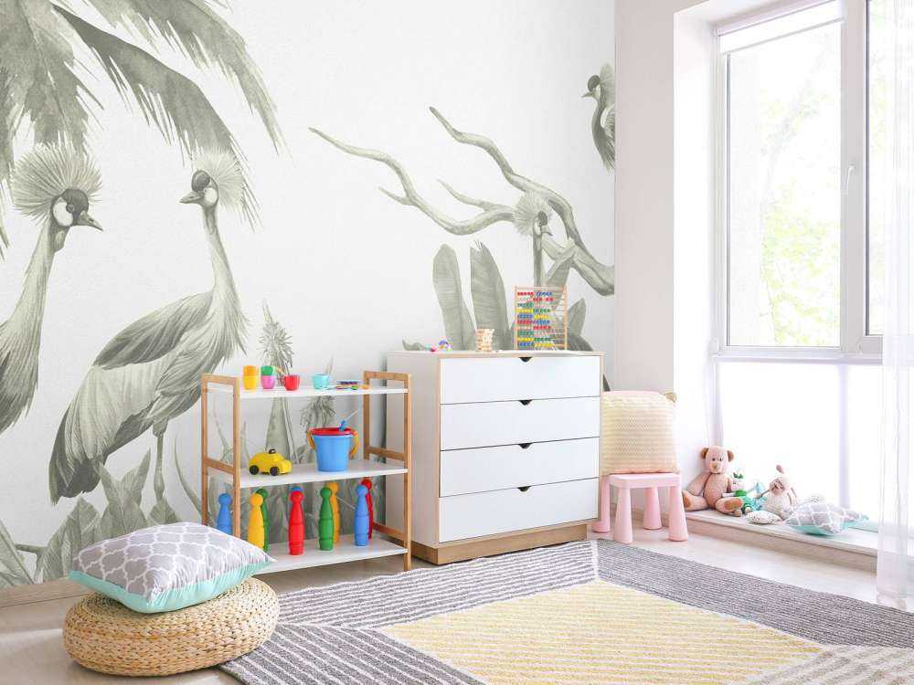 Giungla con gru in verde