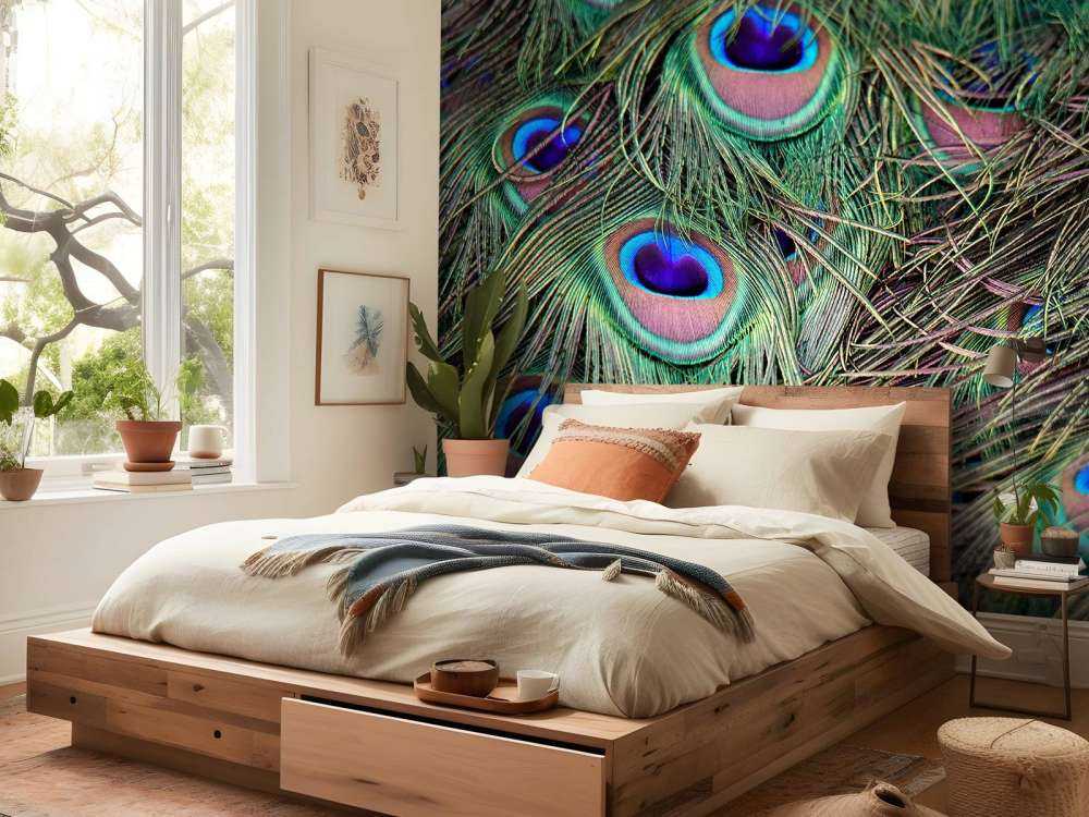 Primo piano di piume pavone