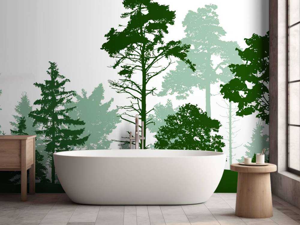 Foresta verde di conifere