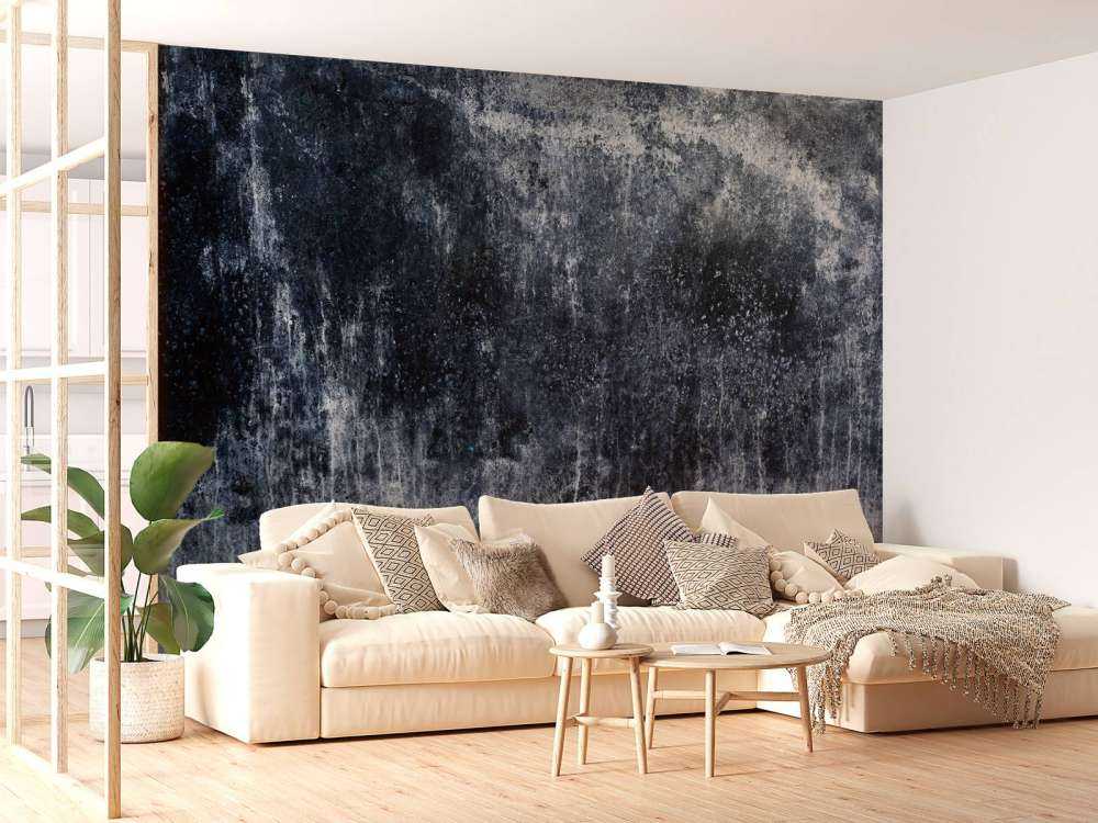 Vecchia parete blu alle intemperie