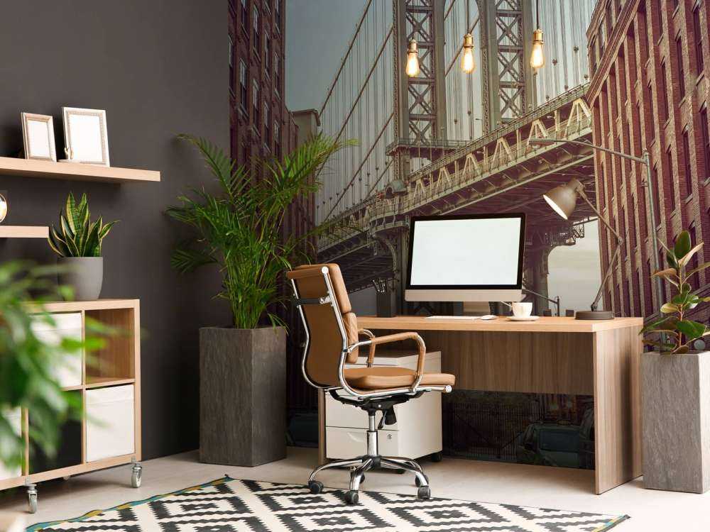 Manhattan Bridge seen from the Dumbo neighborhood in Brooklyn, New York