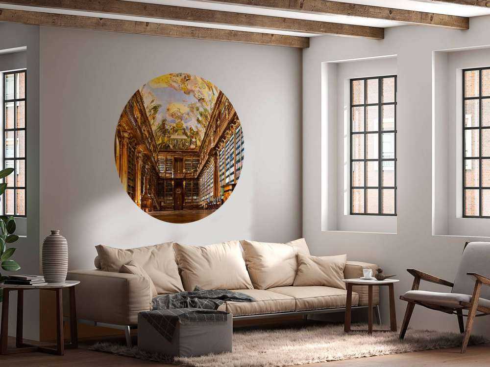 Biblioteca storica in legno caldo