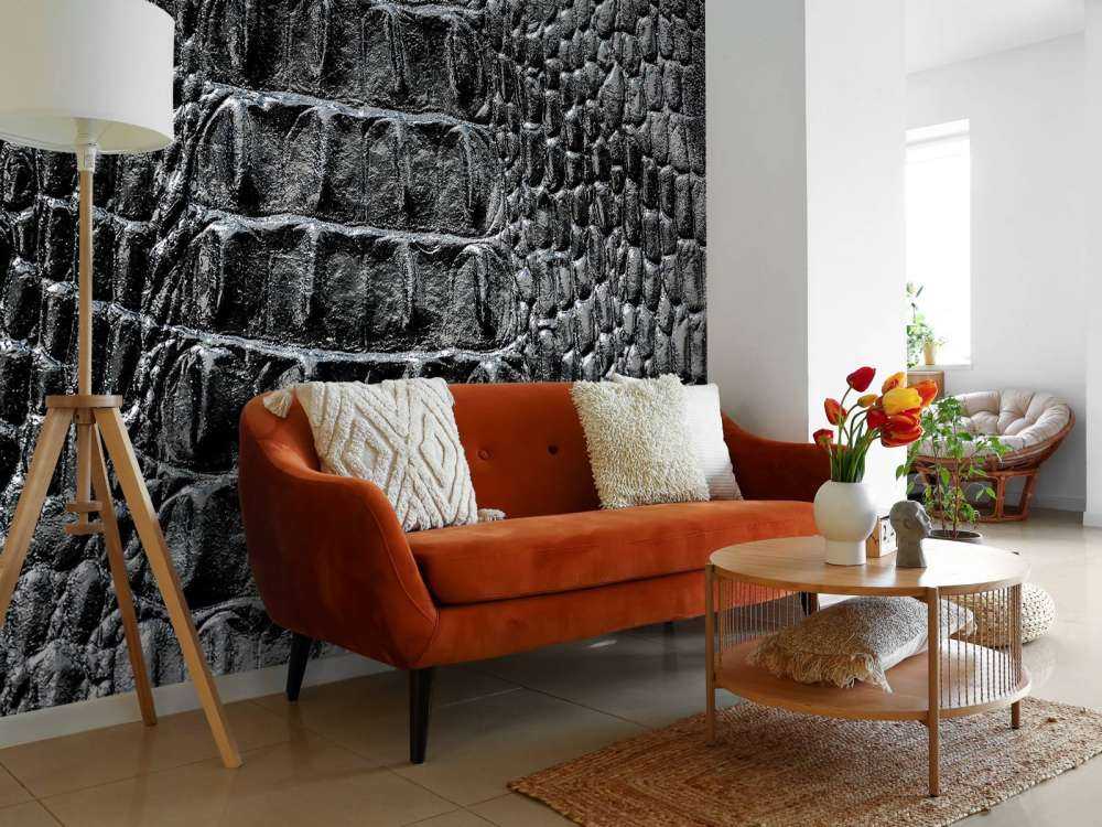 Pelle di coccodrillo in nero