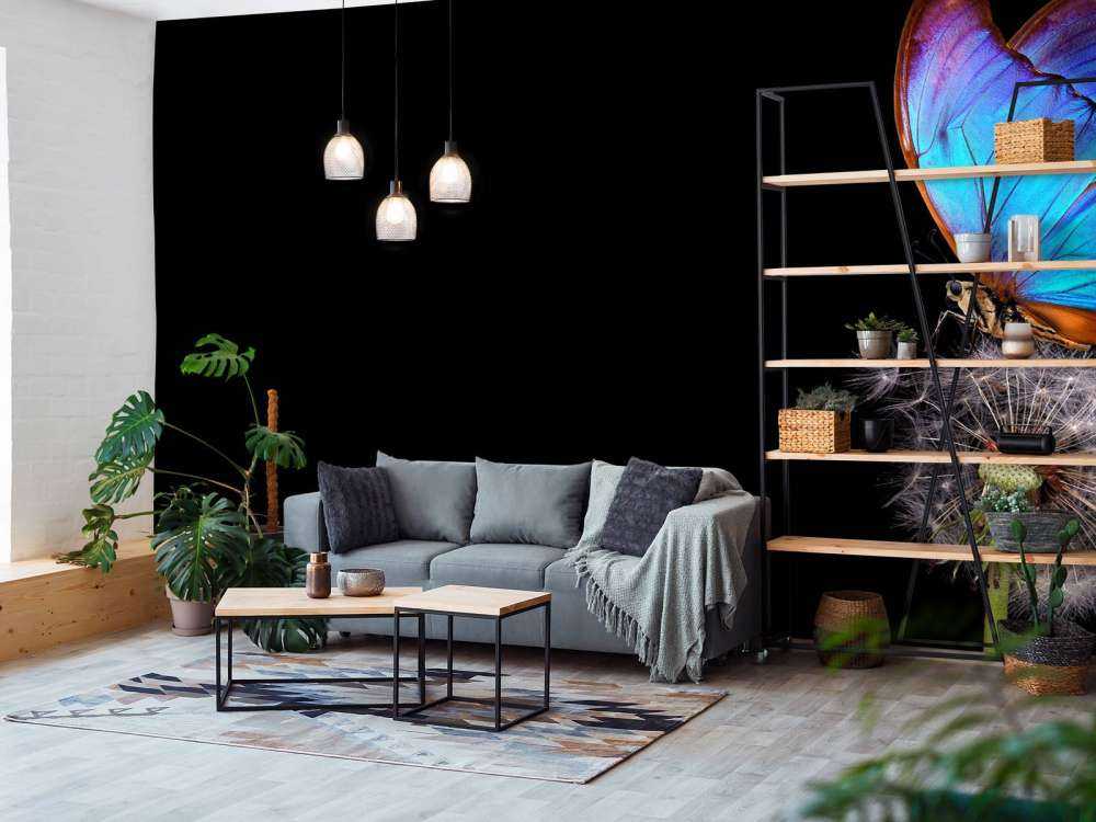 Farfalla blu su un dente di leone