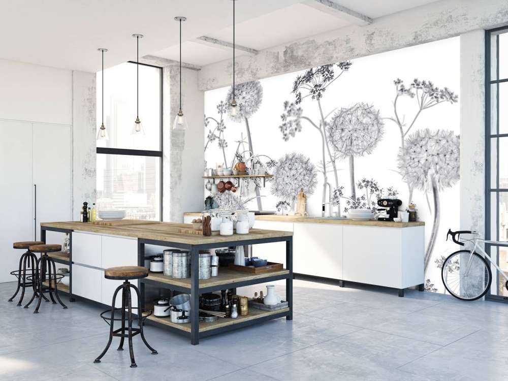 Fiori di prato in bianco e nero