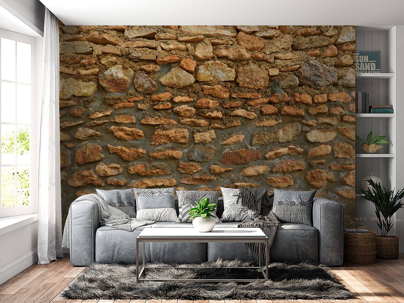 Grande parete con pietre grezze di diverse dimensioni, image size:1600x1200