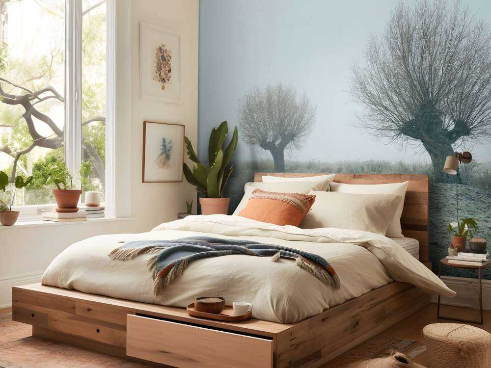 Salici di Pollard nella nebbia