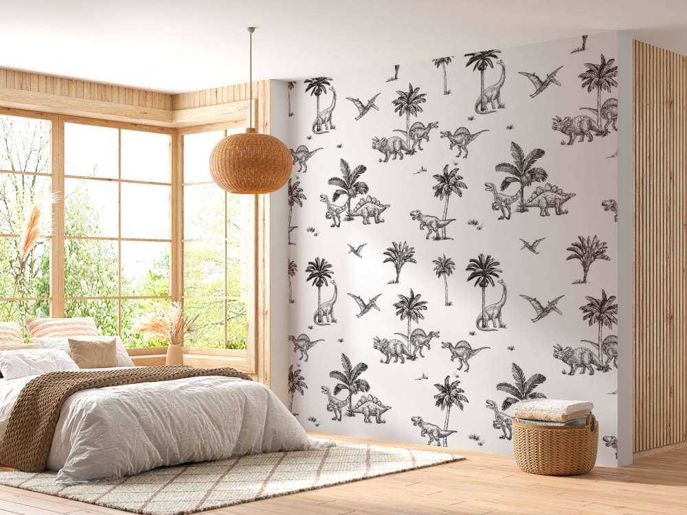 Disegno di dinosauri in bianco e nero