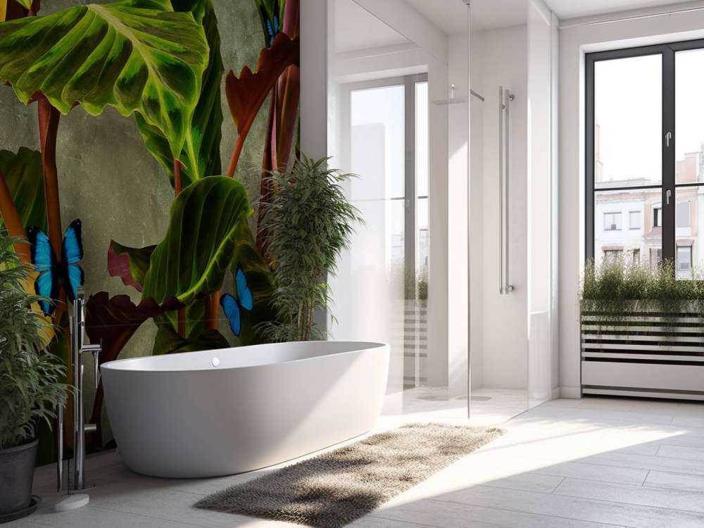 Pianta verde con farfalle