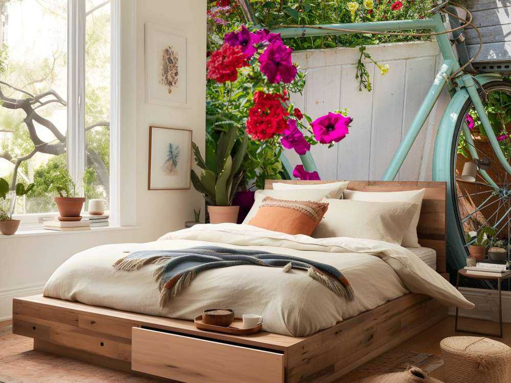 Vecchia bicicletta con fiori