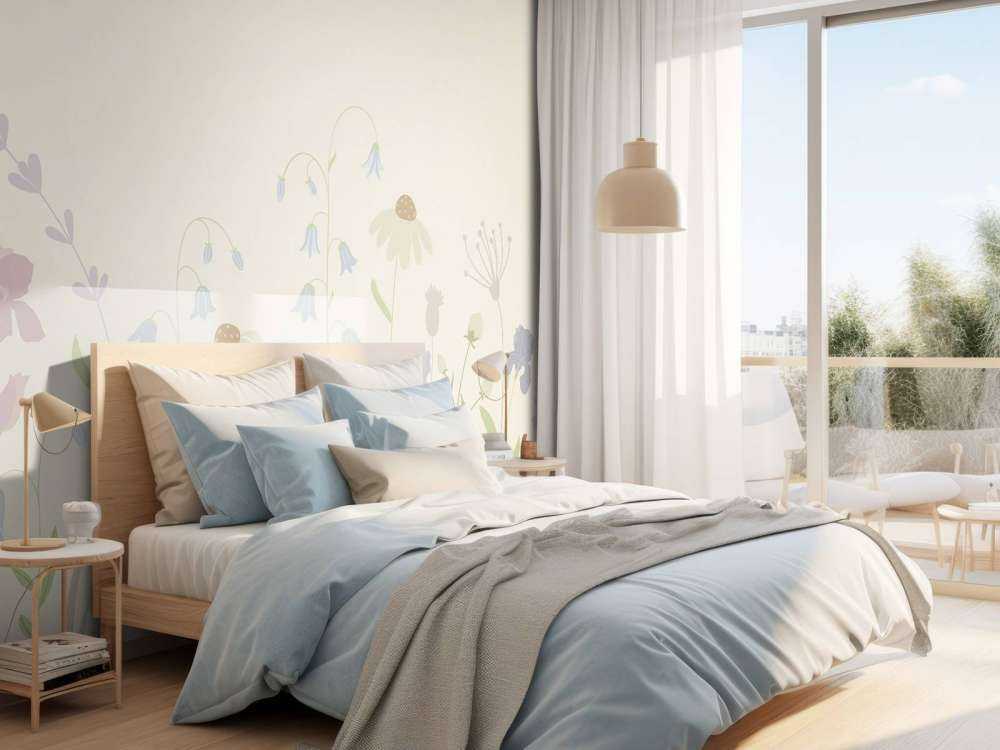 Campo di fiori alto sabbia, rosa antico, verde e lilla