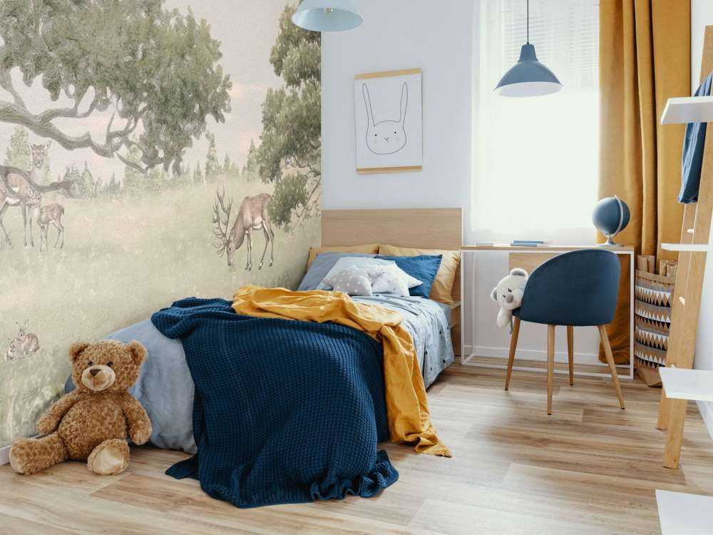 Paesaggio con animali in beige