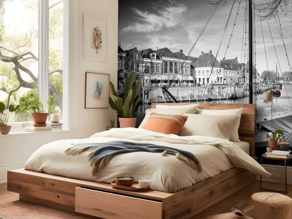 Navi da carico storiche ormeggiate a Dokkum Friesland 