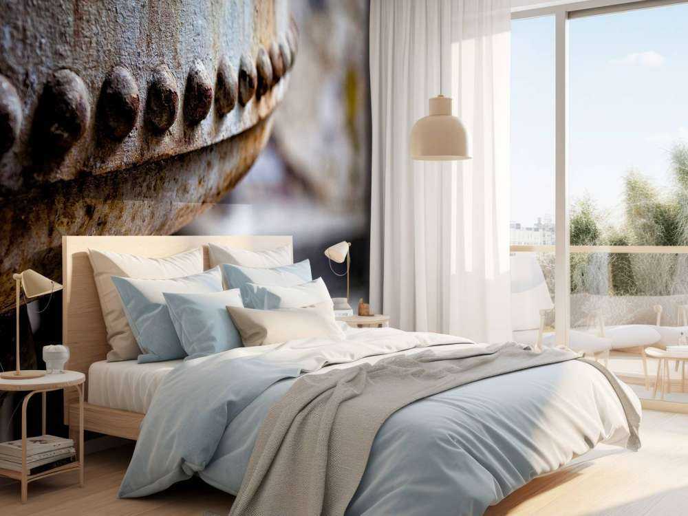 Dettaglio di una caldaia a vapore arrugginita