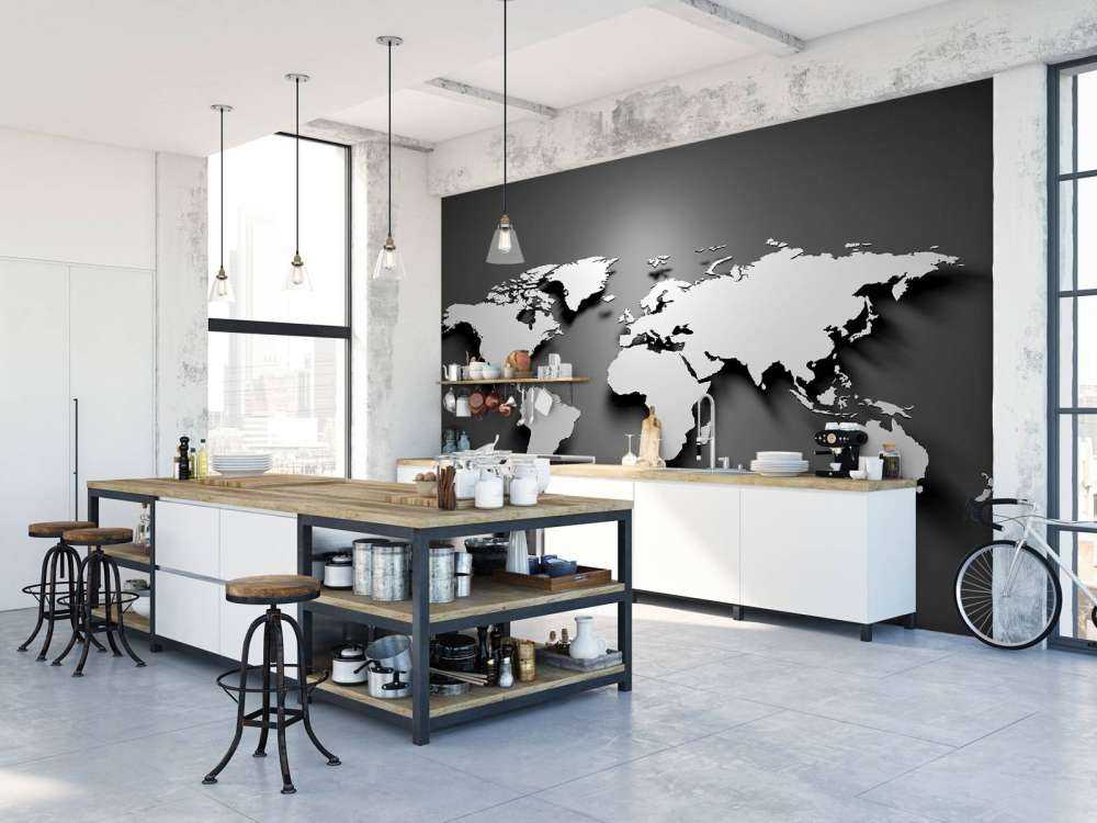 Mappa del mondo in 3D nero