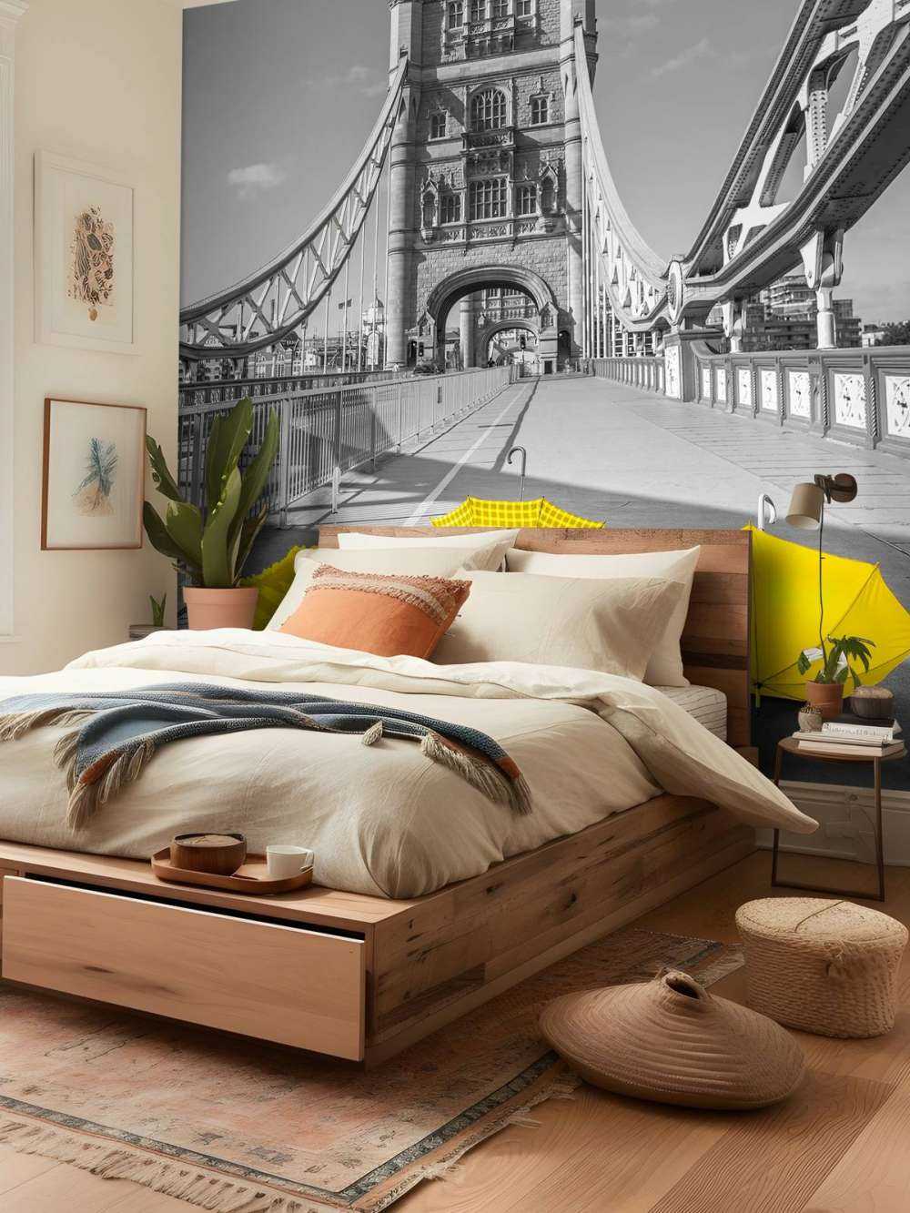 Ombrelli gialli sul Tower bridge