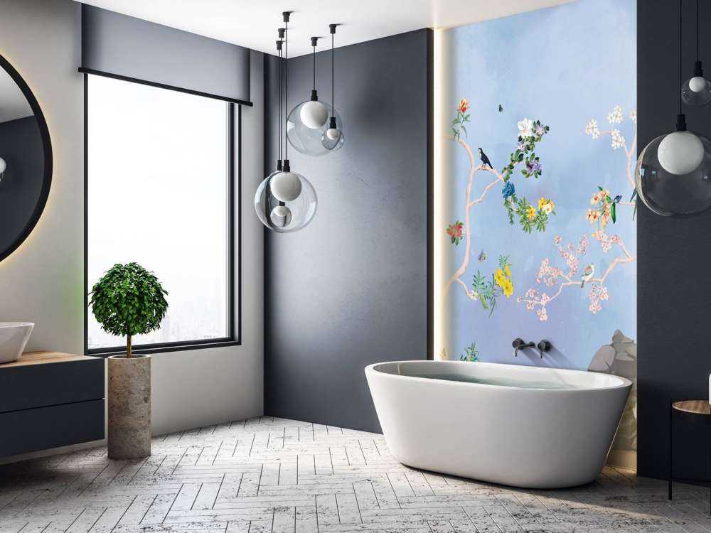 Uccelli nel Giardino Panorama Blu