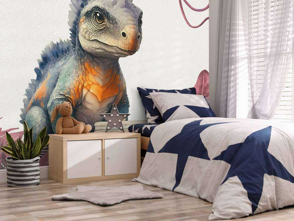 Baby ankylosaurus nella giungla rosa