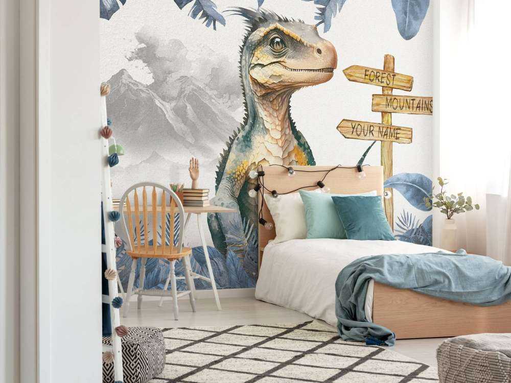 Baby velociraptor nella giungla blu