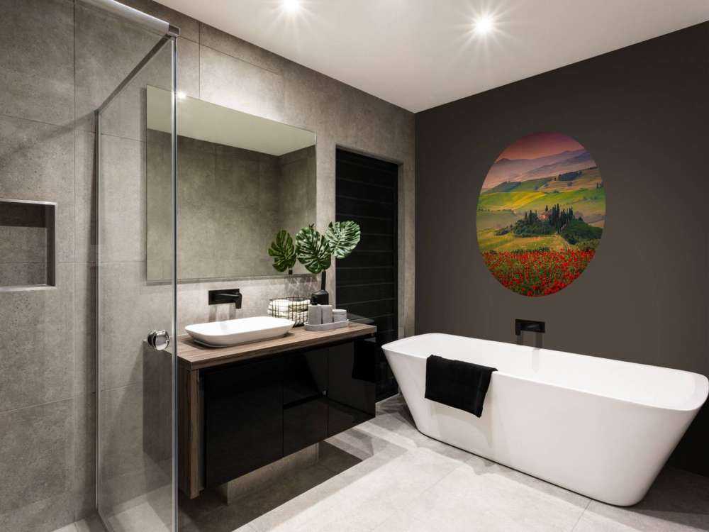 Papaveri rossi con paesaggio italiano