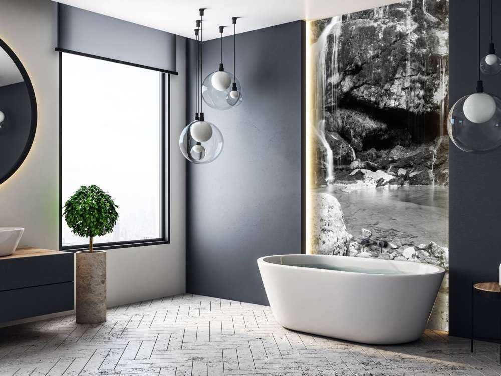 Cascata su un muro di pietra 