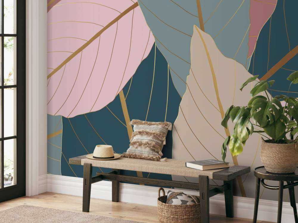 Foglie tropicali con oro