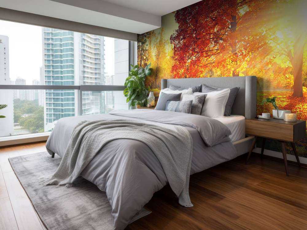 Alberi d'autunno alla luce del sole