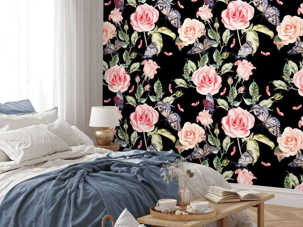 Fiori e farfalle in acquerello