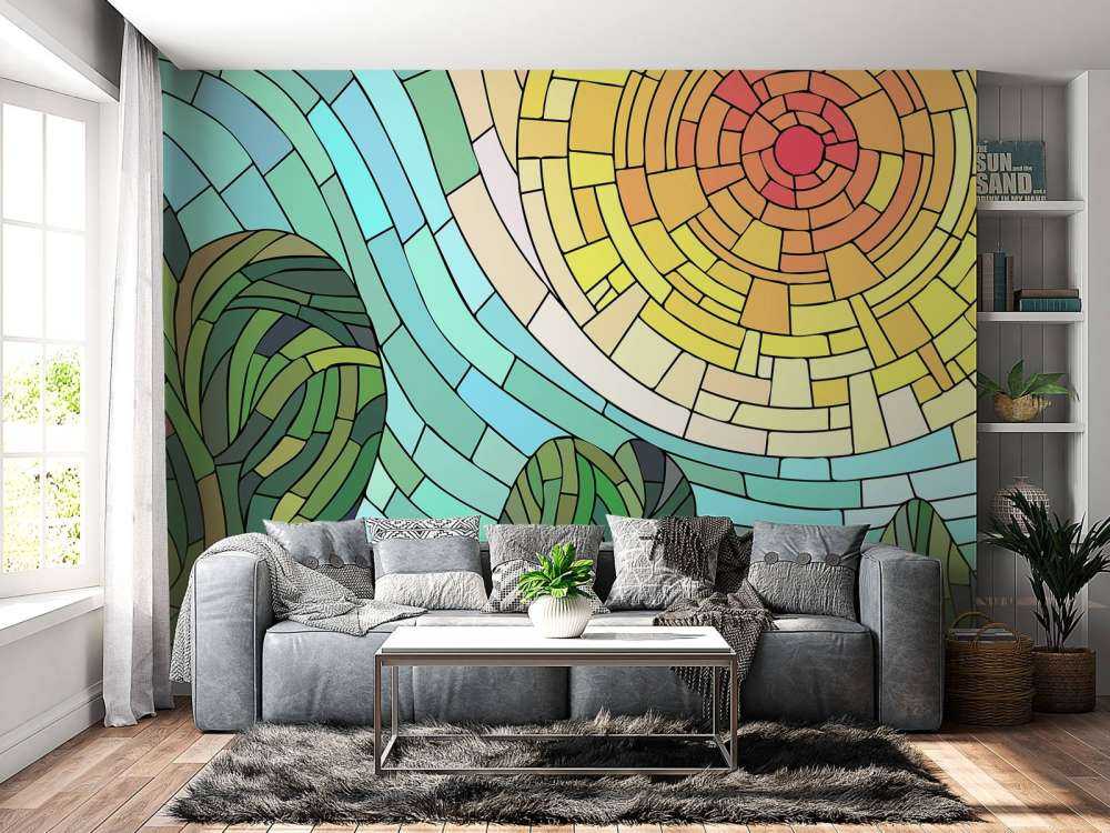 Sole rosso dagli alberi