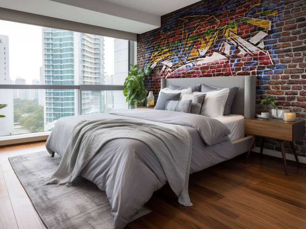 Graffiti su muro di mattoni