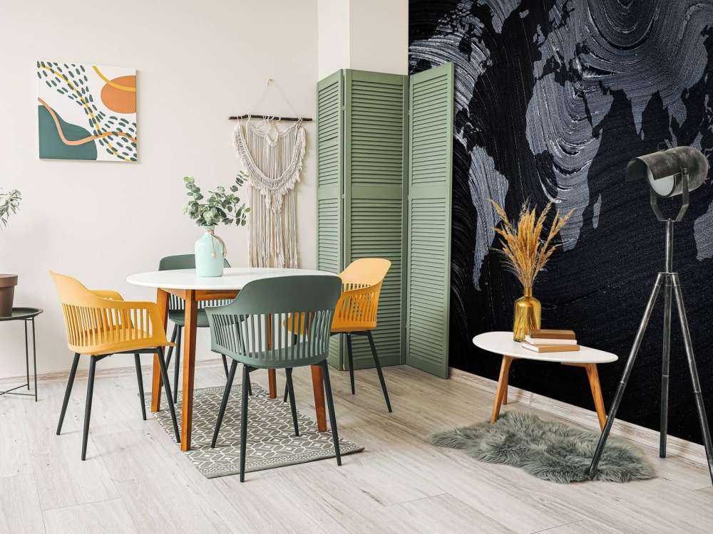 Mappa del mondo su una foglia di palma