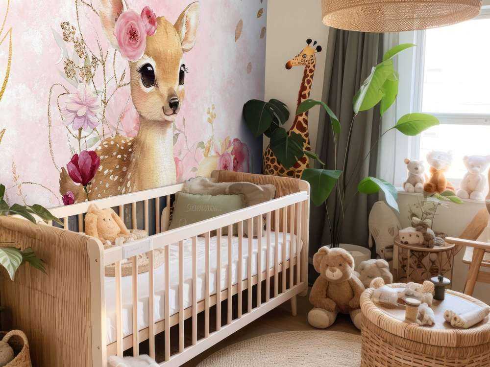 Hertje e coniglio in splendore di fiori