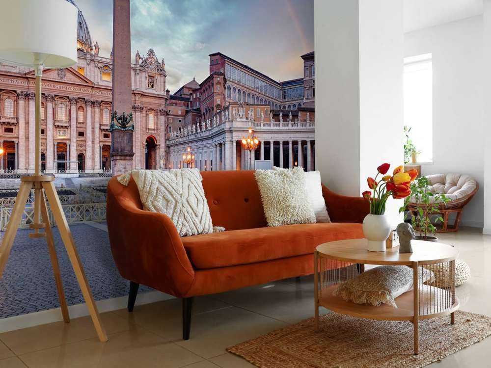 Piazza San Pietro con arcobaleno