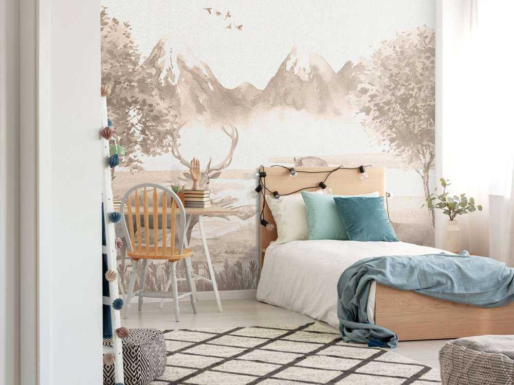 Foresta con animali in taupe
