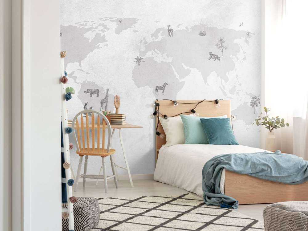 Mappa del mondo schizzo grigio