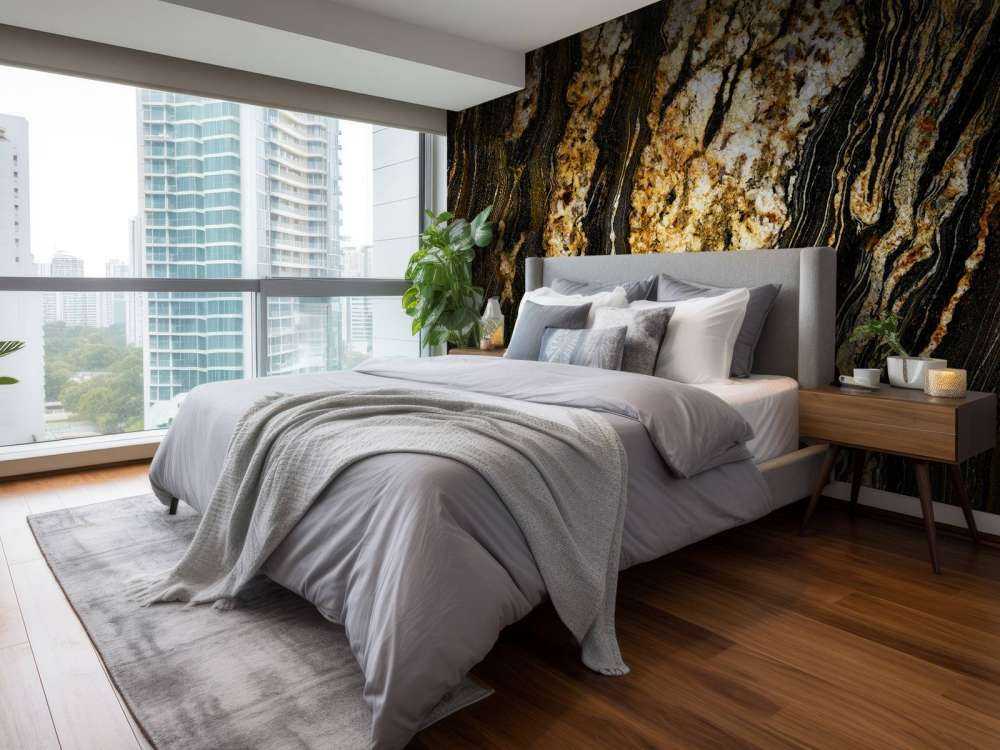 Marmo scuro con struttura dorata