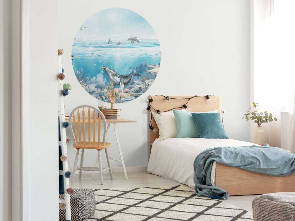 Paesaggio Oceanico con Animali a Colori