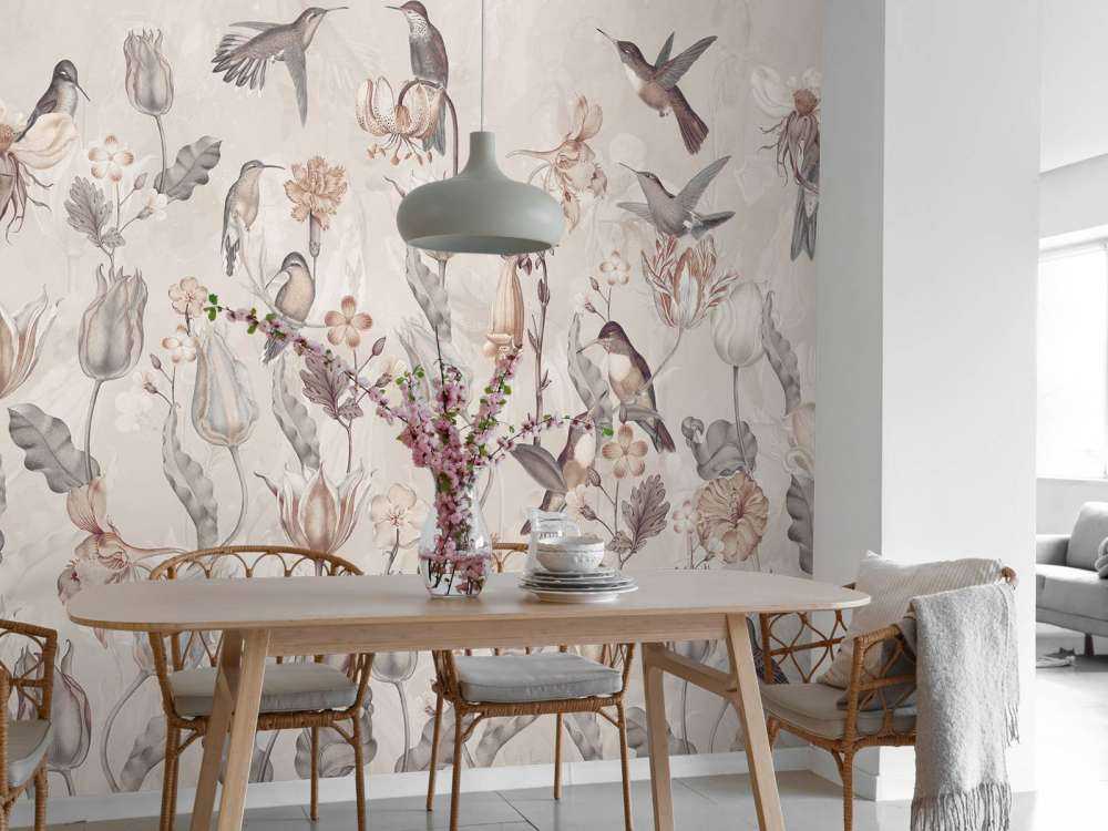 Sinfonia di Colibrì Primaverile - Fioritura Vintage Sepia