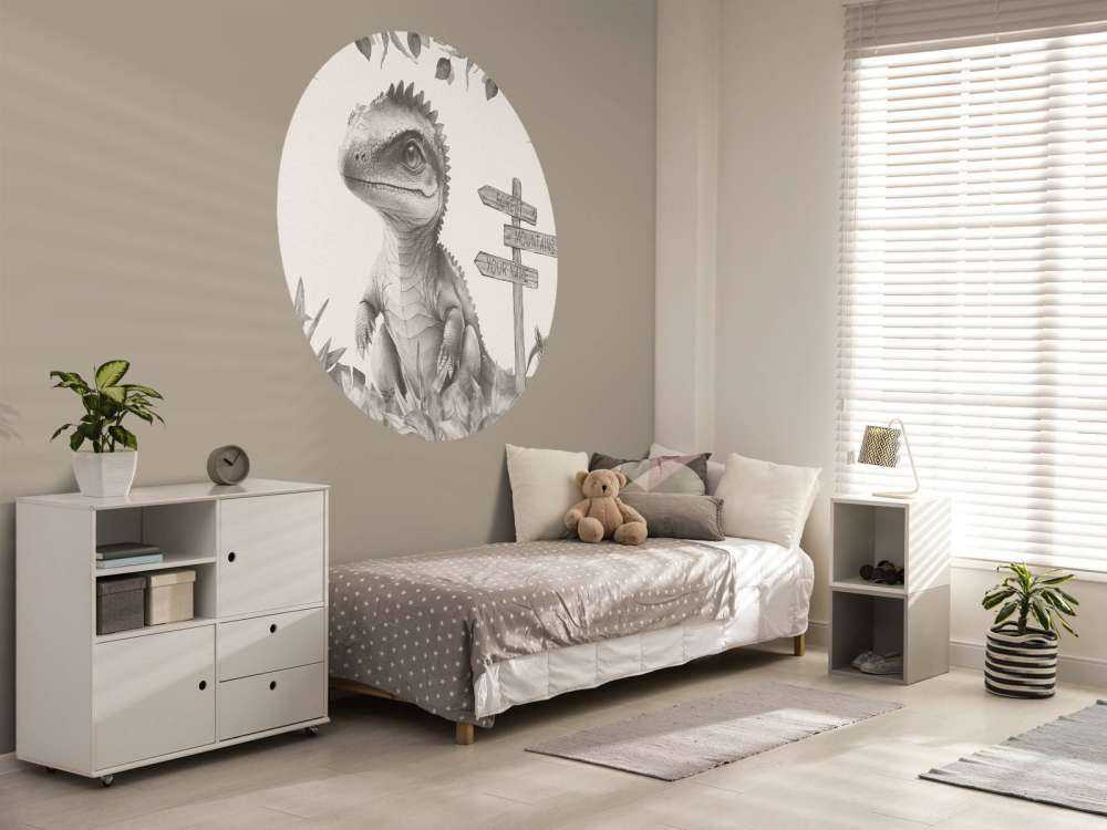 Baby spinosaurus nella giungla beige