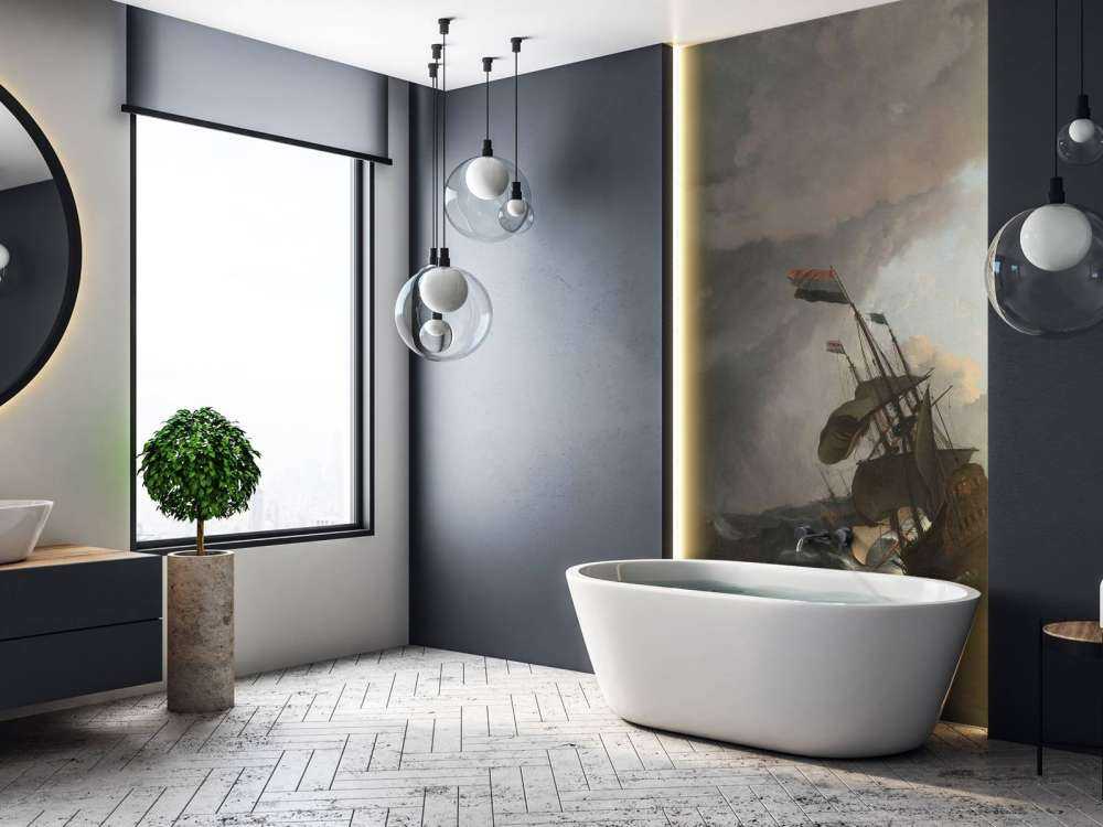 Navi da guerra durante una tempesta