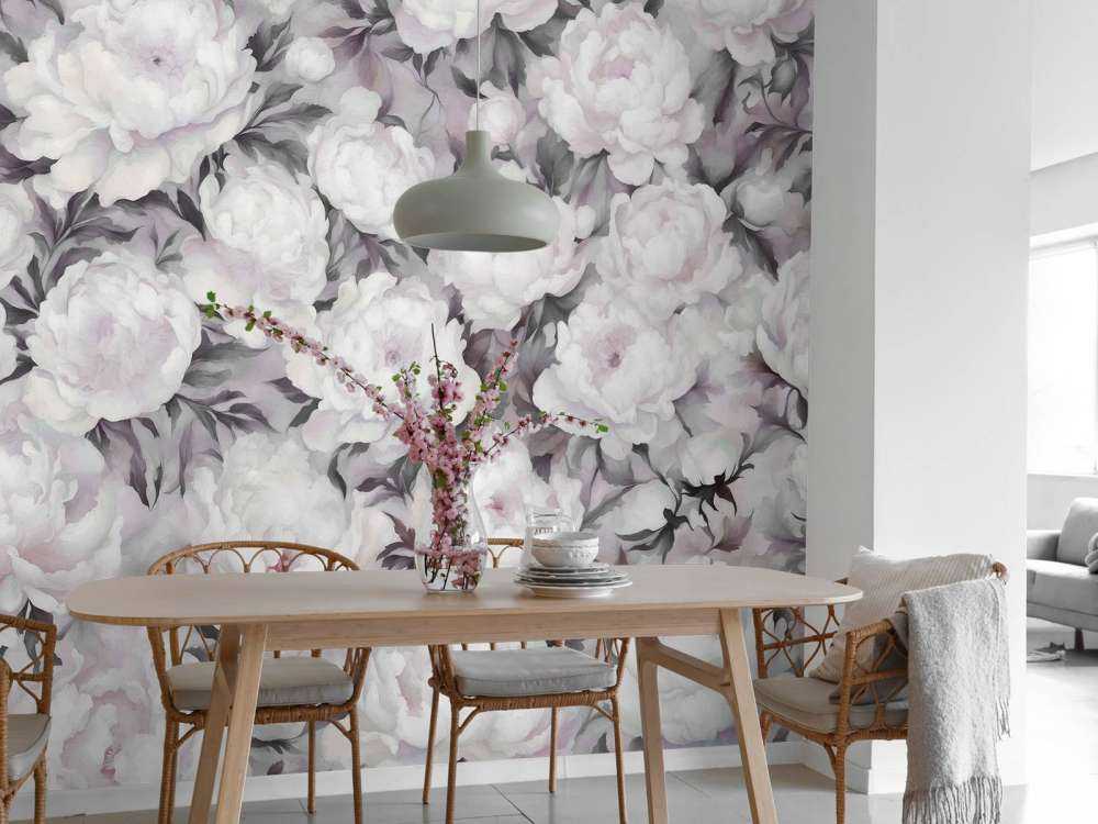 Carta da parati Peonie Nera