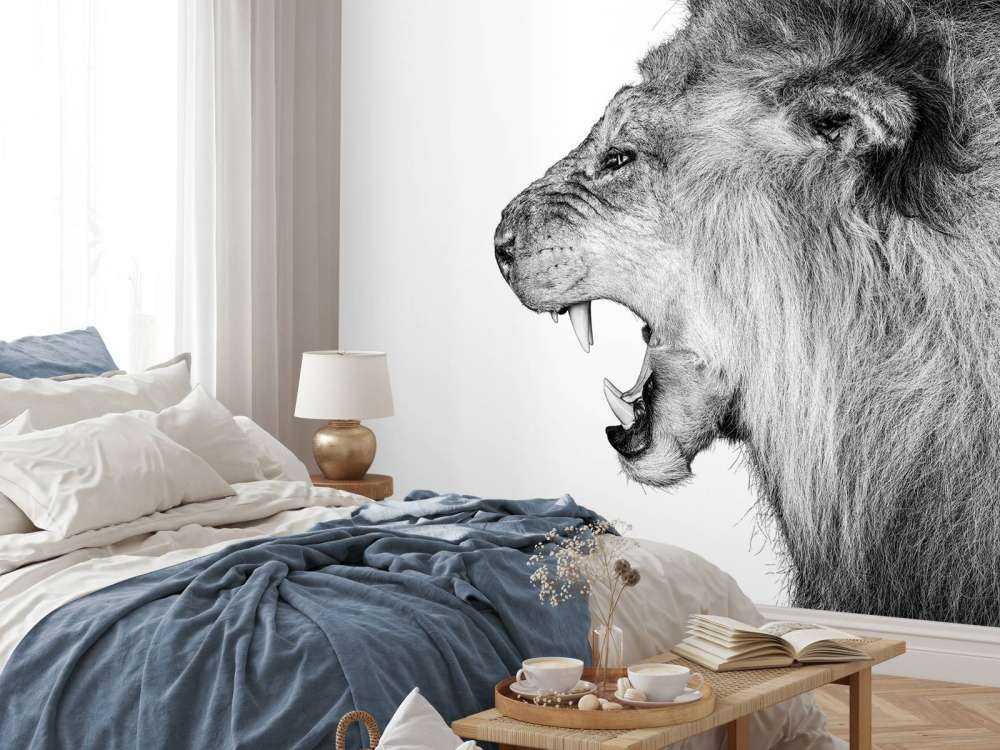 Leone ruggente bianco