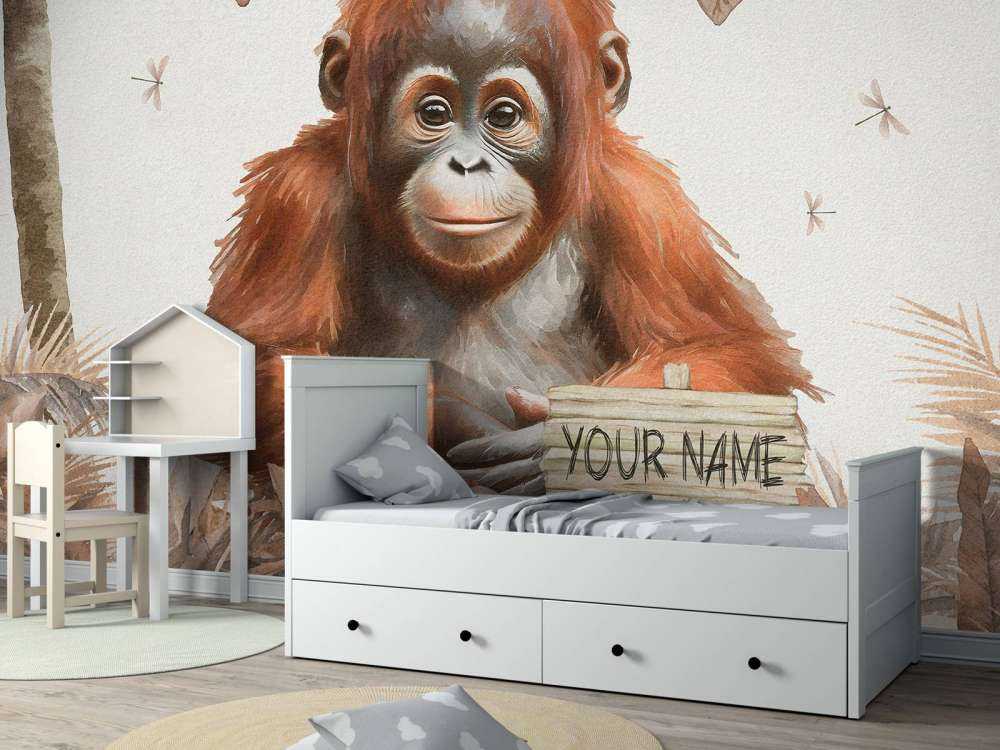 Giovane orango nella giungla color tortora