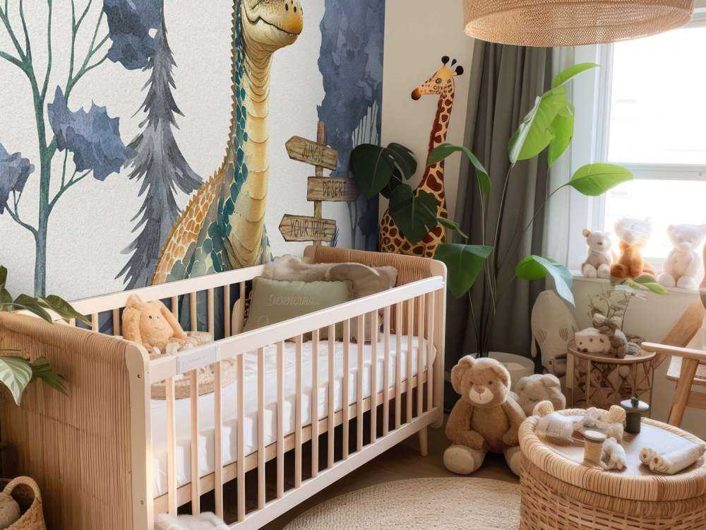 Baby brachiosaurus nella giungla blu